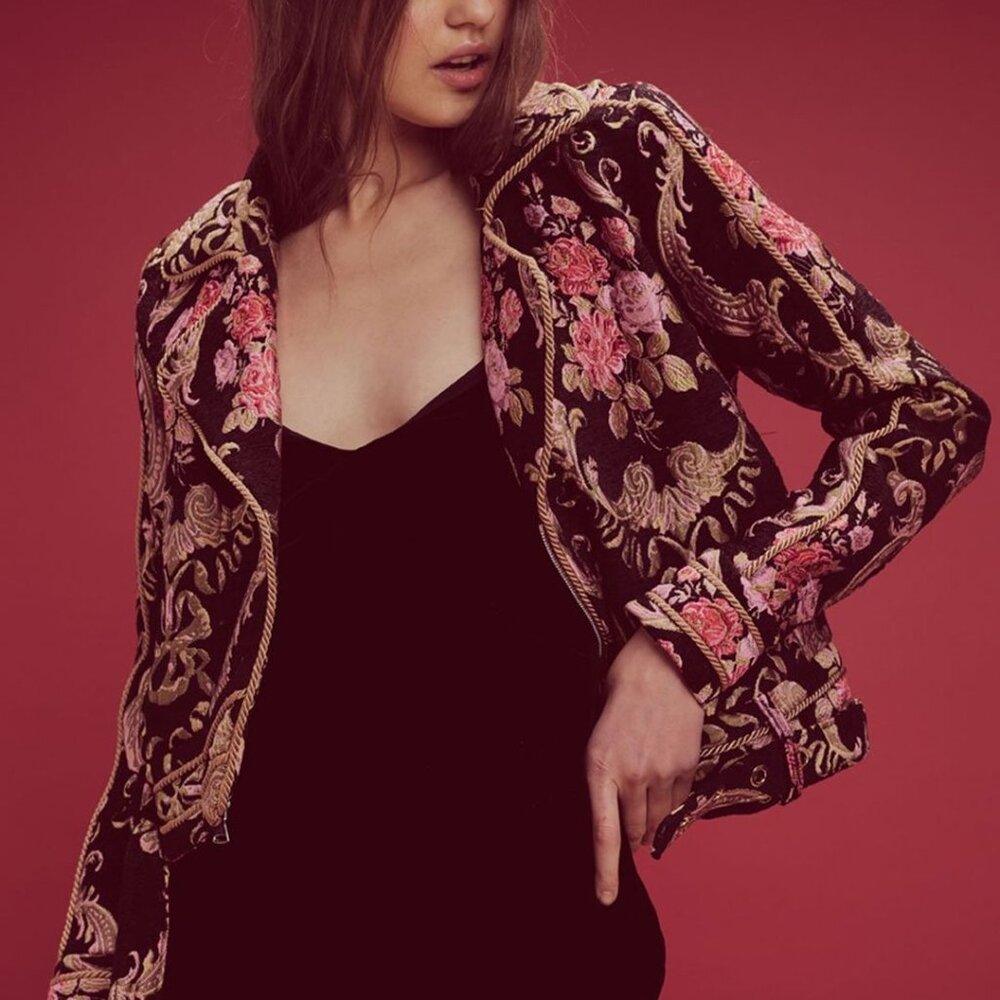For Love & Lemons Brocade Moto Jacket